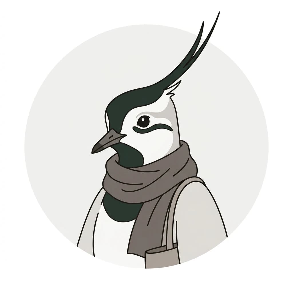 Illustration von Lena, dem Kiebitz aus Mönchengladbach